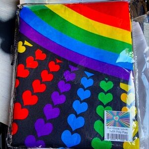Rainbow heart burst flag